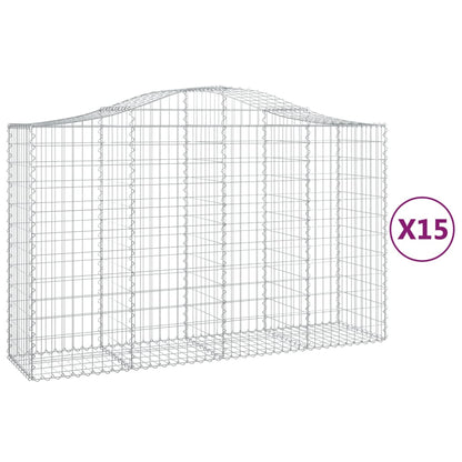 Arched Gabion Baskets 15 pcs 200x50x120/140 cm Galvanised Iron