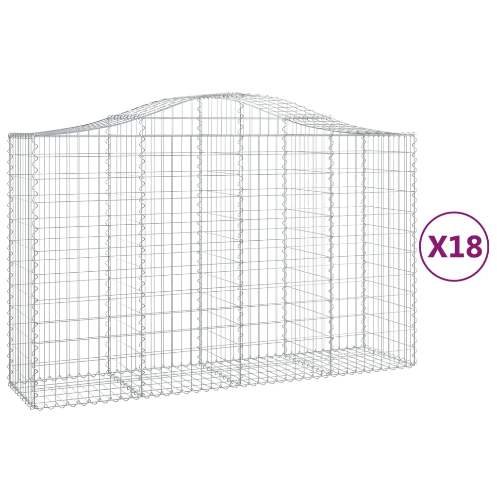 Arched Gabion Baskets 18 pcs 200x50x120/140 cm Galvanised Iron