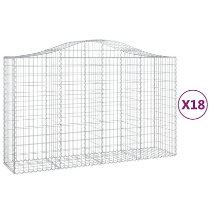 Arched Gabion Baskets 18 pcs 200x50x120/140 cm Galvanised Iron