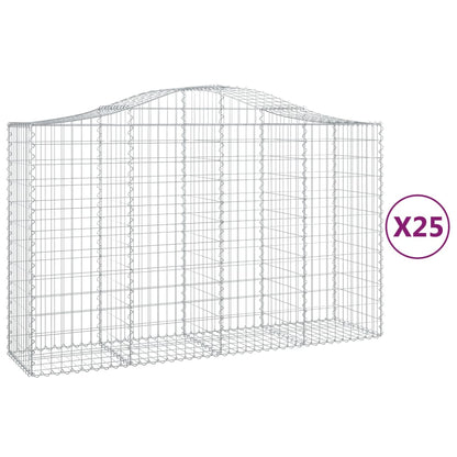 Arched Gabion Baskets 25 pcs 200x50x120/140 cm Galvanised Iron