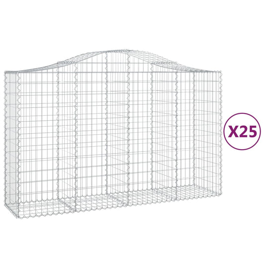 Arched Gabion Baskets 25 pcs 200x50x120/140 cm Galvanised Iron
