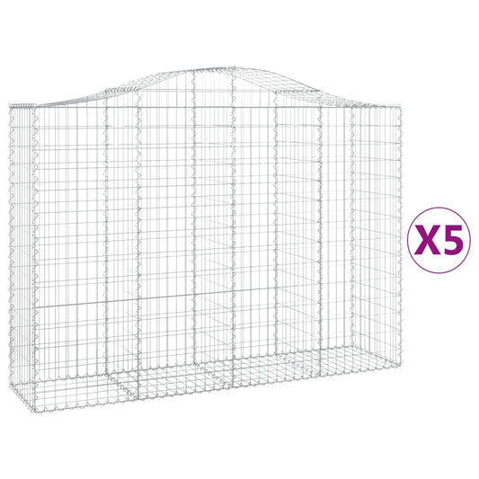 Arched Gabion Baskets 5 pcs 200x50x140/160 cm Galvanised Iron