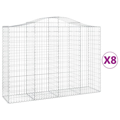 Arched Gabion Baskets 8 pcs 200x50x140/160 cm Galvanised Iron