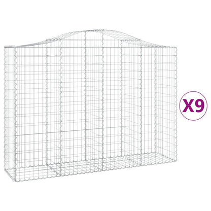 Arched Gabion Baskets 9 pcs 200x50x140/160 cm Galvanised Iron