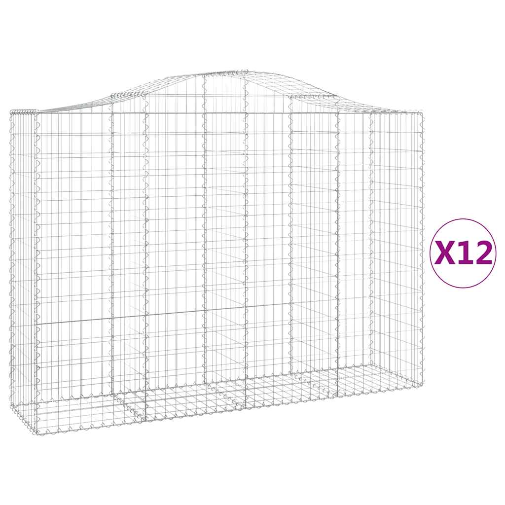 Arched Gabion Baskets 12 pcs 200x50x140/160 cm Galvanised Iron