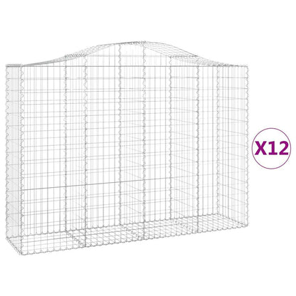 Arched Gabion Baskets 12 pcs 200x50x140/160 cm Galvanised Iron