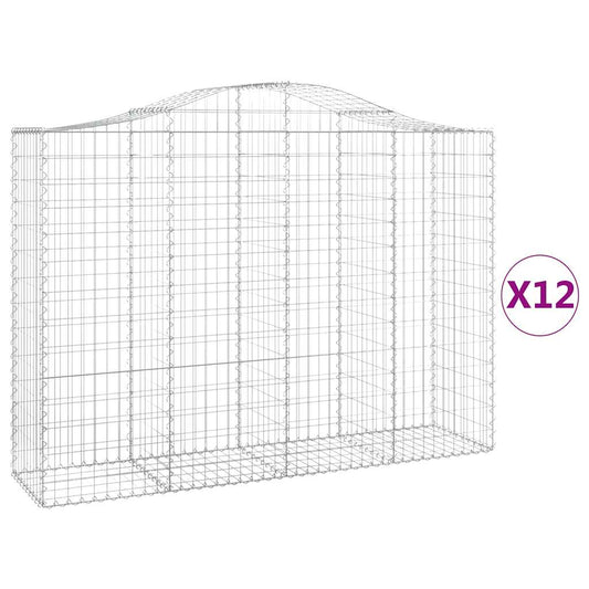 Arched Gabion Baskets 12 pcs 200x50x140/160 cm Galvanised Iron
