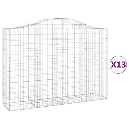 Arched Gabion Baskets 13 pcs 200x50x140/160 cm Galvanised Iron
