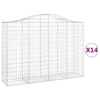 Arched Gabion Baskets 14 pcs 200x50x140/160 cm Galvanised Iron