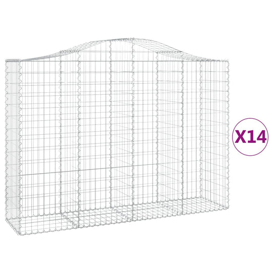 Arched Gabion Baskets 14 pcs 200x50x140/160 cm Galvanised Iron