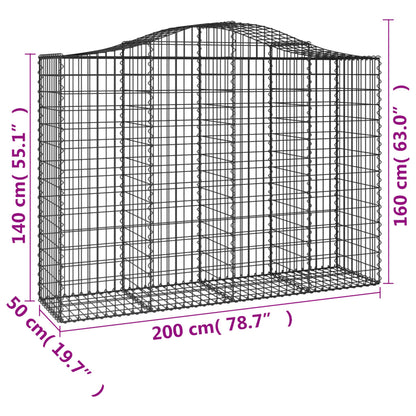 Arched Gabion Baskets 14 pcs 200x50x140/160 cm Galvanised Iron