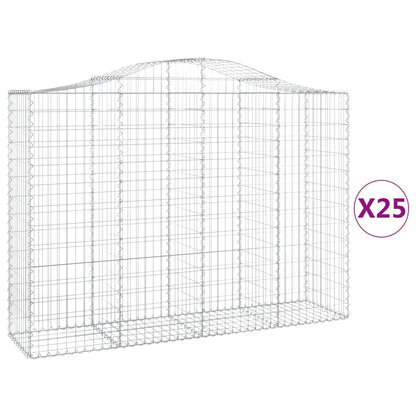 Arched Gabion Baskets 25 pcs 200x50x140/160 cm Galvanised Iron
