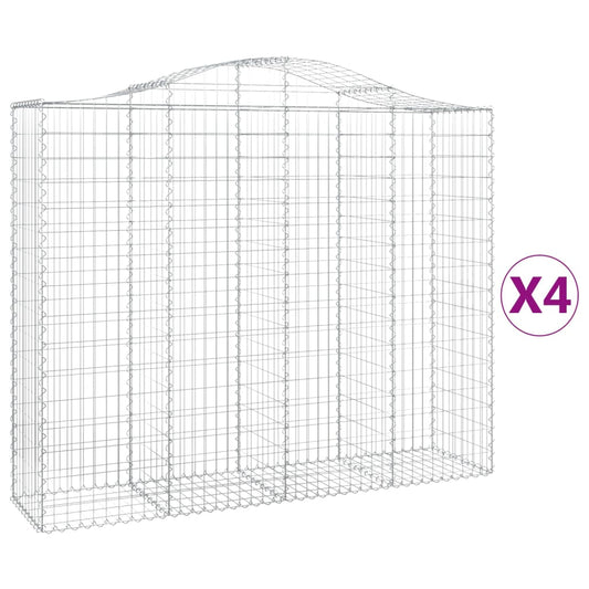 Arched Gabion Baskets 4 pcs 200x50x160/180 cm Galvanised Iron