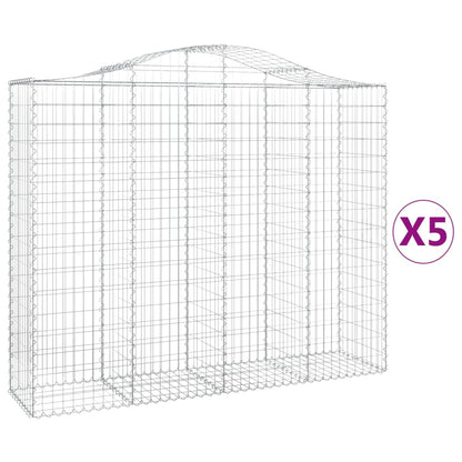 Arched Gabion Baskets 5 pcs 200x50x160/180 cm Galvanised Iron