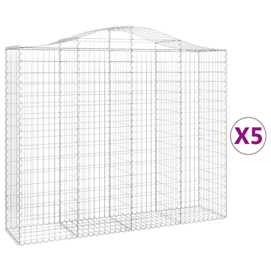 Arched Gabion Baskets 5 pcs 200x50x160/180 cm Galvanised Iron