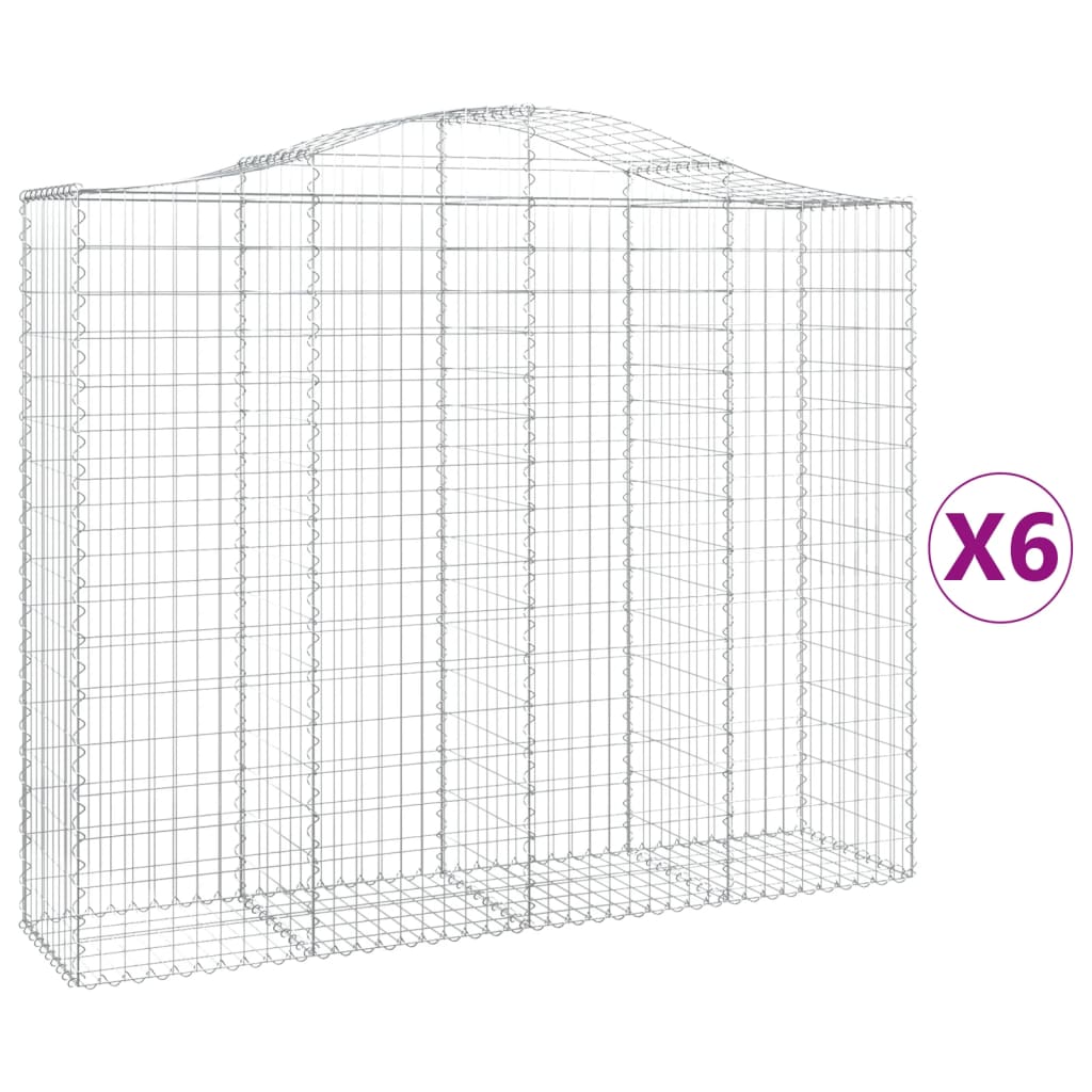 Arched Gabion Baskets 6 pcs 200x50x160/180 cm Galvanised Iron