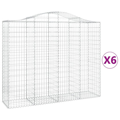Arched Gabion Baskets 6 pcs 200x50x160/180 cm Galvanised Iron