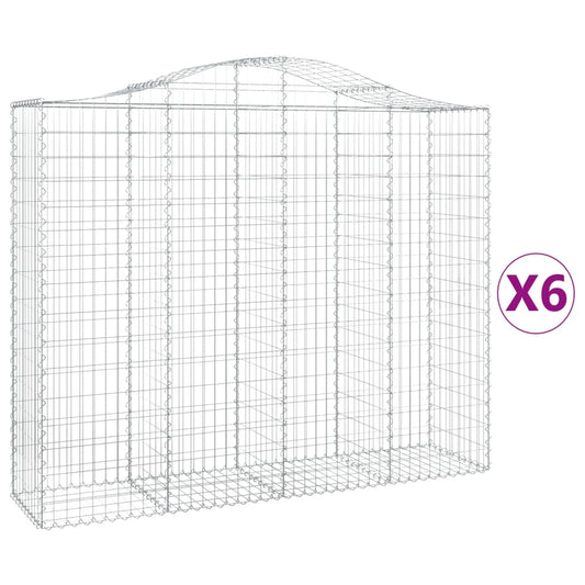 Arched Gabion Baskets 6 pcs 200x50x160/180 cm Galvanised Iron