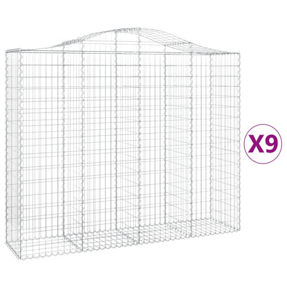 Arched Gabion Baskets 9 pcs 200x50x160/180 cm Galvanised Iron