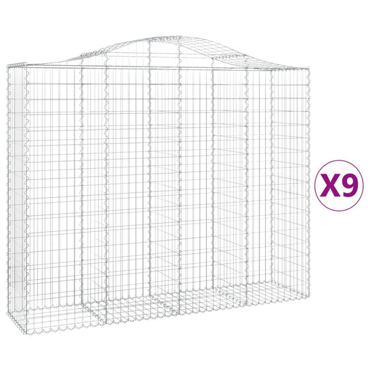 Arched Gabion Baskets 9 pcs 200x50x160/180 cm Galvanised Iron