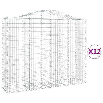 Arched Gabion Baskets 12 pcs 200x50x160/180 cm Galvanised Iron