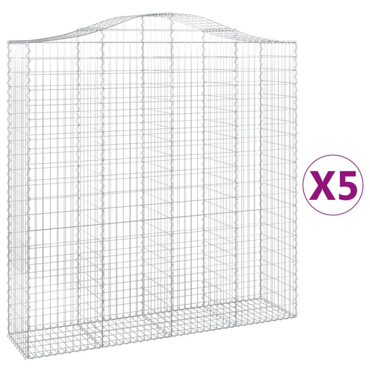 Arched Gabion Baskets 5 pcs 200x50x200/220 cm Galvanised Iron