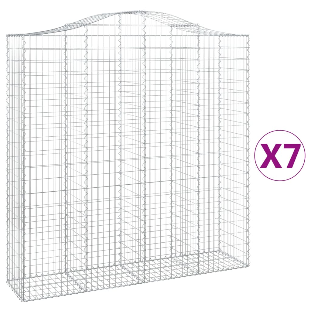 Arched Gabion Baskets 7 pcs 200x50x200/220 cm Galvanised Iron