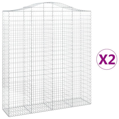 Arched Gabion Baskets 2 pcs 200x50x220/240 cm Galvanised Iron