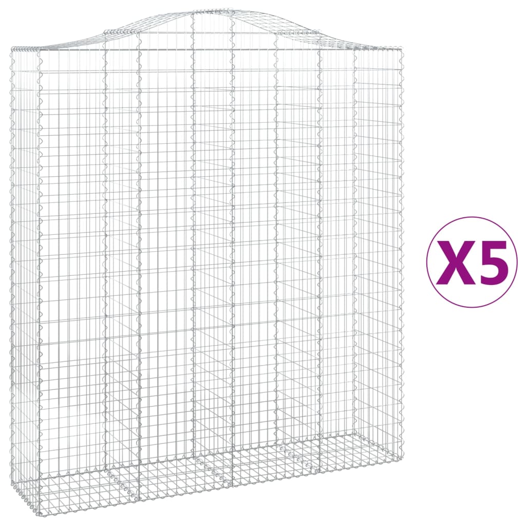 Arched Gabion Baskets 5 pcs 200x50x220/240 cm Galvanised Iron