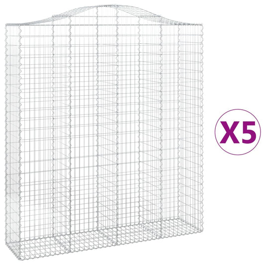 Arched Gabion Baskets 5 pcs 200x50x220/240 cm Galvanised Iron