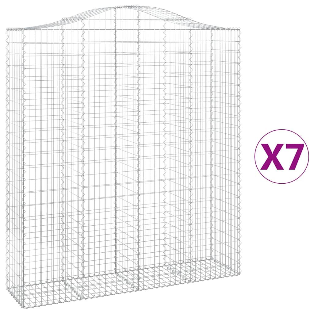 Arched Gabion Baskets 7 pcs 200x50x220/240 cm Galvanised Iron