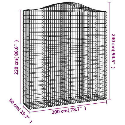 Arched Gabion Baskets 7 pcs 200x50x220/240 cm Galvanised Iron