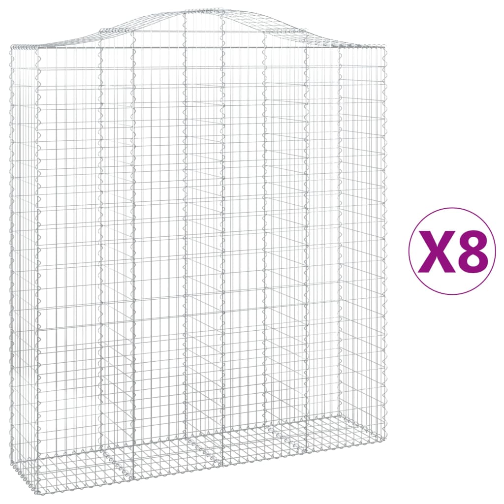 Arched Gabion Baskets 8 pcs 200x50x220/240 cm Galvanised Iron