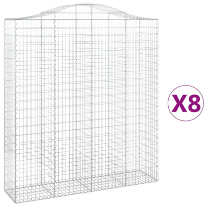 Arched Gabion Baskets 8 pcs 200x50x220/240 cm Galvanised Iron