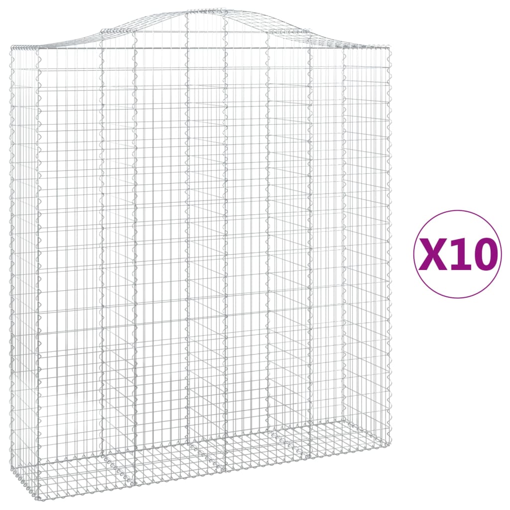 Arched Gabion Baskets 10 pcs 200x50x220/240 cm Galvanised Iron