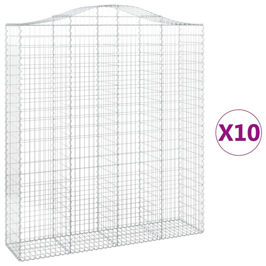Arched Gabion Baskets 10 pcs 200x50x220/240 cm Galvanised Iron