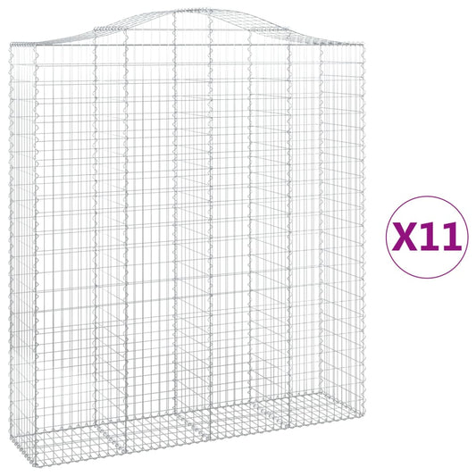 Arched Gabion Baskets 11 pcs 200x50x220/240 cm Galvanised Iron