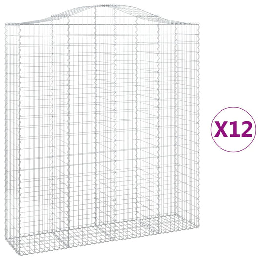 Arched Gabion Baskets 12 pcs 200x50x220/240 cm Galvanised Iron