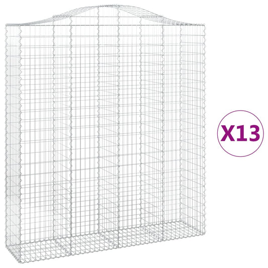 Arched Gabion Baskets 13 pcs 200x50x220/240 cm Galvanised Iron