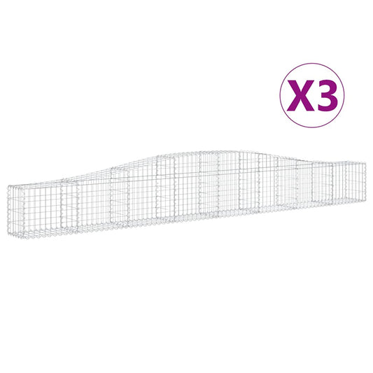 Arched Gabion Baskets 3 pcs 400x30x40/60 cm Galvanised Iron