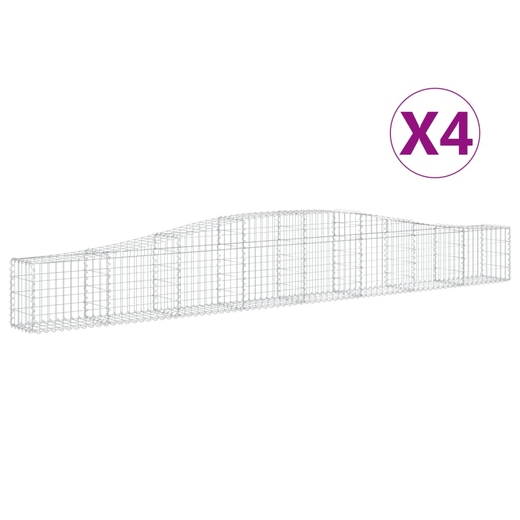 Arched Gabion Baskets 4 pcs 400x30x40/60 cm Galvanised Iron