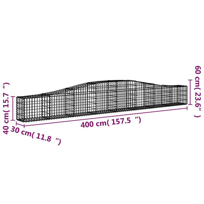 Arched Gabion Baskets 9 pcs 400x30x40/60 cm Galvanised Iron