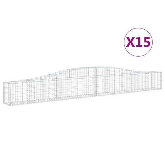 Arched Gabion Baskets 15 pcs 400x30x40/60 cm Galvanised Iron