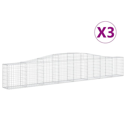 Arched Gabion Baskets 3 pcs 400x30x60/80 cm Galvanised Iron