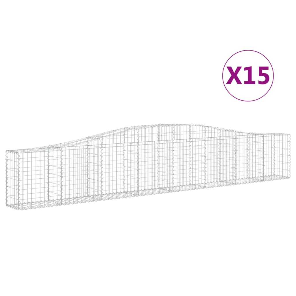 Arched Gabion Baskets 15 pcs 400x30x60/80 cm Galvanised Iron