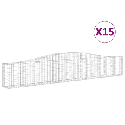 Arched Gabion Baskets 15 pcs 400x30x60/80 cm Galvanised Iron
