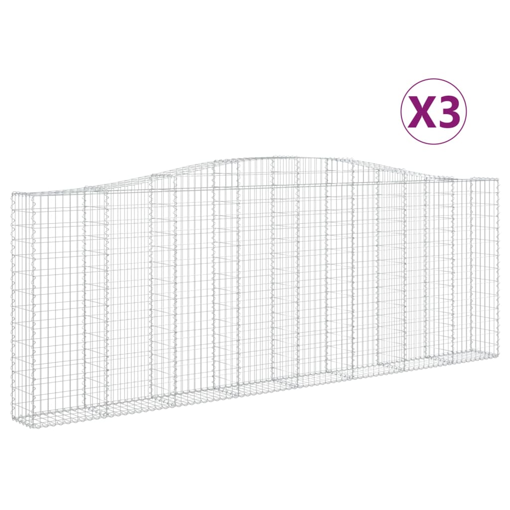 Arched Gabion Baskets 3 pcs 400x30x140/160 cm Galvanised Iron