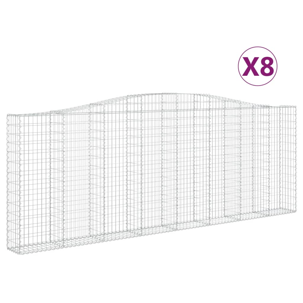 Arched Gabion Baskets 8 pcs 400x30x140/160 cm Galvanised Iron