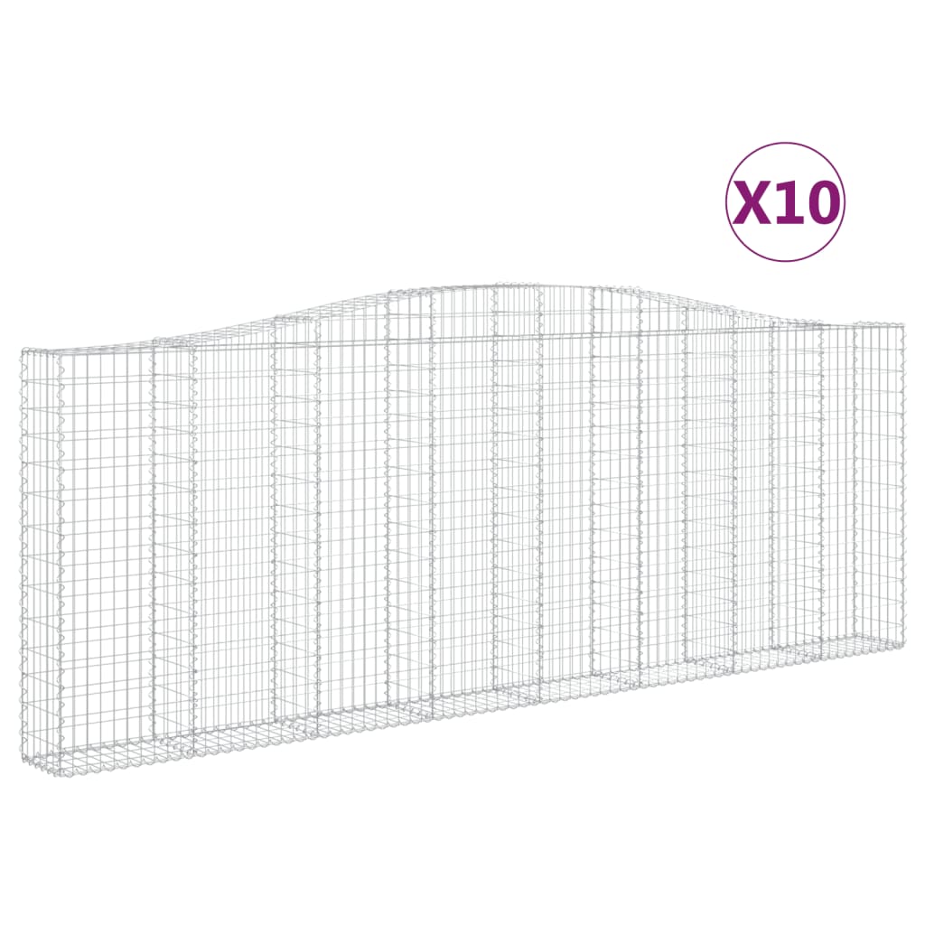 Arched Gabion Baskets 10 pcs 400x30x140/160 cm Galvanised Iron