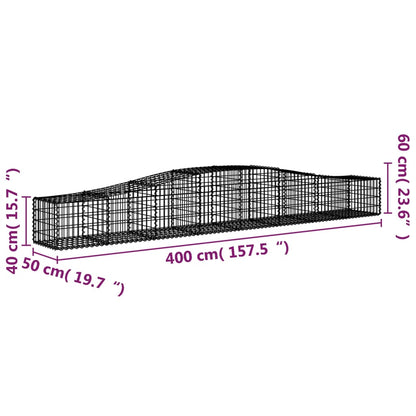 Arched Gabion Baskets 6 pcs 400x50x40/60 cm Galvanised Iron